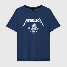 Мужская футболка хлопок Oversize с принтом METALLICA в Екатеринбурге, 100% хлопок | свободный крой, круглый ворот, “спинка” длиннее передней части | Тематика изображения на принте: metallica | metallica logo | rock | метал группа | металл | металлика логотип | музыка | рок | трэш метал | хеви метал