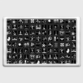 Магнит 45*70 с принтом Portal icons в Екатеринбурге, Пластик | Размер: 78*52 мм; Размер печати: 70*45 | half life | головоломка | иконки | пиктограммы | портал | телепорт