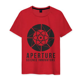 Мужская футболка хлопок с принтом APERTURE lab. в Екатеринбурге, 100% хлопок | прямой крой, круглый вырез горловины, длина до линии бедер, слегка спущенное плечо. | aperture | aperture science innovators | game | portal | portal 2
