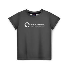 Детская футболка 3D с принтом APERTURE lab. в Екатеринбурге, 100% гипоаллергенный полиэфир | прямой крой, круглый вырез горловины, длина до линии бедер, чуть спущенное плечо, ткань немного тянется | aperture | aperture science innovators | game | portal | portal 2