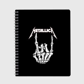 Тетрадь с принтом Metallica в Екатеринбурге, 100% бумага | 48 листов, плотность листов — 60 г/м2, плотность картонной обложки — 250 г/м2. Листы скреплены сбоку удобной пружинной спиралью. Уголки страниц и обложки скругленные. Цвет линий — светло-серый
 | metalica | metallica | группа | джеймс хэтфилд | кирк хэмметт | ларс ульрих | метал | металика | металлика | миталика | музыка | роберт трухильо | рок | трэш | трэшметал | хард | хеви