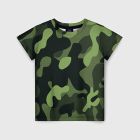 Детская футболка 3D с принтом Камуфляж в Екатеринбурге, 100% гипоаллергенный полиэфир | прямой крой, круглый вырез горловины, длина до линии бедер, чуть спущенное плечо, ткань немного тянется | Тематика изображения на принте: 23 февраля | black | camouflage | february 23 | khaki | military | soldier | военный | камуфляж | солдат | фиолетовый | хаки | черный