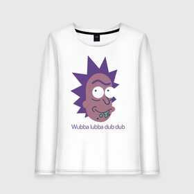 Женский лонгслив хлопок с принтом Wubba lubba dub dub в Екатеринбурге, 100% хлопок |  | c 137 | morty | morty smith | portal | rick | rick and morty | rick sanchez | sanchez | smith | морти | морти смит | портал | рик | рик и морти | рик санчез | санчез | смит