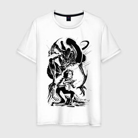 Мужская футболка хлопок с принтом Элен Рипли в Екатеринбурге, 100% хлопок | прямой крой, круглый вырез горловины, длина до линии бедер, слегка спущенное плечо. | alien | анимэ | ксеноморф | манга | рипли | чужие | чужой | эскиз