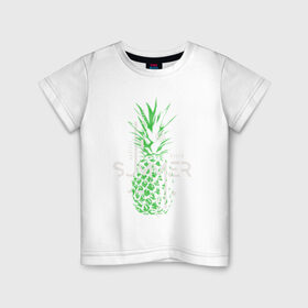 Детская футболка хлопок с принтом Crazy Summer в Екатеринбурге, 100% хлопок | круглый вырез горловины, полуприлегающий силуэт, длина до линии бедер | crazy | summer | абстракция | ананас | летняя | лето | фрукт