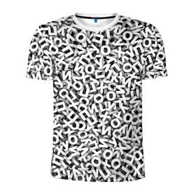 Мужская футболка 3D спортивная с принтом буквы ЙУХОП в Екатеринбурге, 100% полиэстер с улучшенными характеристиками | приталенный силуэт, круглая горловина, широкие плечи, сужается к линии бедра | алфавит | белый | буквы | паттрен | слово | узор