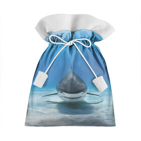 Подарочный 3D мешок с принтом Анфас в Екатеринбурге, 100% полиэстер | Размер: 29*39 см | Тематика изображения на принте: bottom | fin | full face | jaw | ocean | sand | shark | water | акула | анфас | вода | дно | океан | песок | плавник