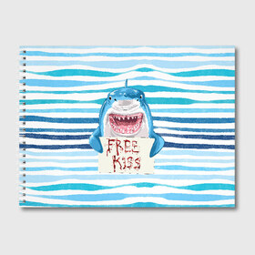 Альбом для рисования с принтом Free Kiss в Екатеринбурге, 100% бумага
 | матовая бумага, плотность 200 мг. | free kiss | акула | бесплатные поцелуи | вода | кровь | море | объявление | острые зубы | поцелуй | рыба | табличка | хищник