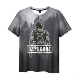 Мужская футболка 3D с принтом Days Gone в Екатеринбурге, 100% полиэфир | прямой крой, круглый вырез горловины, длина до линии бедер | days gone | лес | лого | персонаж