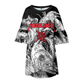 Детское платье 3D с принтом Metallica в Екатеринбурге, 100% полиэстер | прямой силуэт, чуть расширенный к низу. Круглая горловина, на рукавах — воланы | american | angry | emblem | james hetfield | kirk hammett | la | live | logo | metal band | metallica | rats | ravens | zombies | американская | вороны | джеймс хетфилд | живые | злые | зомби | кирк хэмметт | крысы | ларс ульрих | логотип | мета