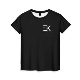 Женская футболка 3D с принтом ЕГОР КРИД (НА СПИНЕ) в Екатеринбурге, 100% полиэфир ( синтетическое хлопкоподобное полотно) | прямой крой, круглый вырез горловины, длина до линии бедер | ek | ek team | family | kreed | егор булаткин | егор крид | ек | крид