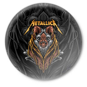 Значок с принтом Metallica в Екатеринбурге,  металл | круглая форма, металлическая застежка в виде булавки | american | bat | bones | emblem | fangs | james hetfield | kirk hammett | metal band | metallica | mouse | music | rock | vampire | американская | вампир | джеймс хетфилд | кирк хэмметт | клыки | кости | ларс ульрих | летучая | метал группа | мет