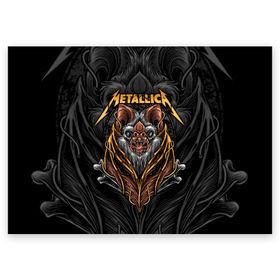 Поздравительная открытка с принтом Metallica  в Екатеринбурге, 100% бумага | плотность бумаги 280 г/м2, матовая, на обратной стороне линовка и место для марки
 | american | bat | bones | emblem | fangs | james hetfield | kirk hammett | metal band | metallica | mouse | music | rock | vampire | американская | вампир | джеймс хетфилд | кирк хэмметт | клыки | кости | ларс ульрих | летучая | метал группа | мет