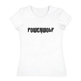 Женская футболка хлопок с принтом Powerwolf в Екатеринбурге, 100% хлопок | прямой крой, круглый вырез горловины, длина до линии бедер, слегка спущенное плечо | powerwolf | метал | повервольф | повервульф | рок