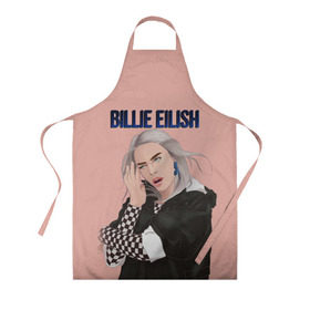 Фартук 3D с принтом BILLIE EILISH в Екатеринбурге, 100% полиэстер | общий размер — 65 х 85 см, ширина нагрудника — 26 см, горловина — 53 см, длина завязок — 54 см, общий обхват в поясе — 173 см. Принт на завязках и на горловине наносится с двух сторон, на основной части фартука — только с внешней стороны | ayelish | bad guy | bellyache | bilie eilish | bilie elish | billie | billie eilish | eilish | electronic | elish | music | били айлиш | билли айлиш | эйлиш | элиш