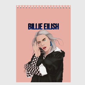 Скетчбук с принтом BILLIE EILISH в Екатеринбурге, 100% бумага
 | 48 листов, плотность листов — 100 г/м2, плотность картонной обложки — 250 г/м2. Листы скреплены сверху удобной пружинной спиралью | ayelish | bad guy | bellyache | bilie eilish | bilie elish | billie | billie eilish | eilish | electronic | elish | music | били айлиш | билли айлиш | эйлиш | элиш