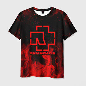 Мужская футболка 3D с принтом RAMMSTEIN в Екатеринбурге, 100% полиэфир | прямой крой, круглый вырез горловины, длина до линии бедер | Тематика изображения на принте: fire | flake | rammstein | smoke | дым | огонь | пламя | пожар | рамштайн