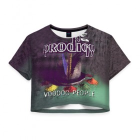 Женская футболка Cropp-top с принтом The Prodigy в Екатеринбурге, 100% полиэстер | круглая горловина, длина футболки до линии талии, рукава с отворотами | prodigy | voodoo people | продиджи