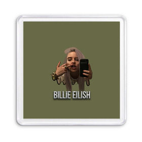 Магнит 55*55 с принтом BILLIE EILISH в Екатеринбурге, Пластик | Размер: 65*65 мм; Размер печати: 55*55 мм | ayelish | bad guy | bellyache | bilie eilish | bilie elish | billie | billie eilish | eilish | electronic | elish | music | били айлиш | билли айлиш | эйлиш | элиш