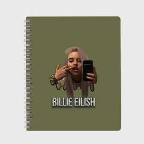 Тетрадь с принтом BILLIE EILISH в Екатеринбурге, 100% бумага | 48 листов, плотность листов — 60 г/м2, плотность картонной обложки — 250 г/м2. Листы скреплены сбоку удобной пружинной спиралью. Уголки страниц и обложки скругленные. Цвет линий — светло-серый
 | ayelish | bad guy | bellyache | bilie eilish | bilie elish | billie | billie eilish | eilish | electronic | elish | music | били айлиш | билли айлиш | эйлиш | элиш