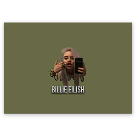 Поздравительная открытка с принтом BILLIE EILISH в Екатеринбурге, 100% бумага | плотность бумаги 280 г/м2, матовая, на обратной стороне линовка и место для марки
 | ayelish | bad guy | bellyache | bilie eilish | bilie elish | billie | billie eilish | eilish | electronic | elish | music | били айлиш | билли айлиш | эйлиш | элиш