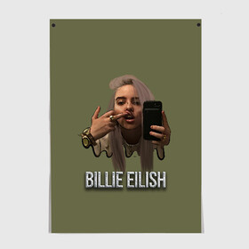 Постер с принтом BILLIE EILISH в Екатеринбурге, 100% бумага
 | бумага, плотность 150 мг. Матовая, но за счет высокого коэффициента гладкости имеет небольшой блеск и дает на свету блики, но в отличии от глянцевой бумаги не покрыта лаком | ayelish | bad guy | bellyache | bilie eilish | bilie elish | billie | billie eilish | eilish | electronic | elish | music | били айлиш | билли айлиш | эйлиш | элиш