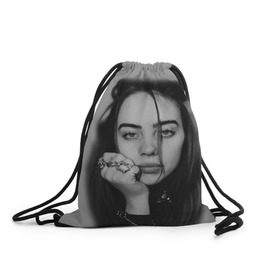 Рюкзак-мешок 3D с принтом BILLIE EILISH в Екатеринбурге, 100% полиэстер | плотность ткани — 200 г/м2, размер — 35 х 45 см; лямки — толстые шнурки, застежка на шнуровке, без карманов и подкладки | ayelish | bad guy | bellyache | bilie eilish | bilie elish | billie | billie eilish | eilish | electronic | elish | music | били айлиш | билли айлиш | эйлиш | элиш