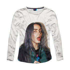 Женский лонгслив 3D с принтом BILLIE EILISH в Екатеринбурге, 100% полиэстер | длинные рукава, круглый вырез горловины, полуприлегающий силуэт | ayelish | bad guy | bellyache | bilie eilish | bilie elish | billie | billie eilish | eilish | electronic | elish | music | били айлиш | билли айлиш | эйлиш | элиш