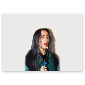 Поздравительная открытка с принтом BILLIE EILISH в Екатеринбурге, 100% бумага | плотность бумаги 280 г/м2, матовая, на обратной стороне линовка и место для марки
 | Тематика изображения на принте: ayelish | bad guy | bellyache | bilie eilish | bilie elish | billie | billie eilish | eilish | electronic | elish | music | били айлиш | билли айлиш | эйлиш | элиш