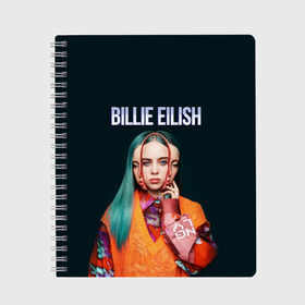 Тетрадь с принтом BILLIE EILISH в Екатеринбурге, 100% бумага | 48 листов, плотность листов — 60 г/м2, плотность картонной обложки — 250 г/м2. Листы скреплены сбоку удобной пружинной спиралью. Уголки страниц и обложки скругленные. Цвет линий — светло-серый
 | ayelish | bad guy | bellyache | bilie eilish | bilie elish | billie | billie eilish | eilish | electronic | elish | music | били айлиш | билли айлиш | эйлиш | элиш