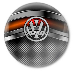 Значок с принтом Volkswagen Metal в Екатеринбурге,  металл | круглая форма, металлическая застежка в виде булавки | volkswagen | авто | волксваген | вольсваген | железо | кольчуга | лого авто | метал | металлическая | сетка | сталь | цепи
