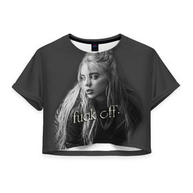 Женская футболка Cropp-top с принтом BILLIE EILISH в Екатеринбурге, 100% полиэстер | круглая горловина, длина футболки до линии талии, рукава с отворотами | ayelish | bad guy | bellyache | bilie eilish | bilie elish | billie | billie eilish | eilish | electronic | elish | music | били айлиш | билли айлиш | эйлиш | элиш