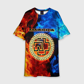 Детское платье 3D с принтом Rammstein в Екатеринбурге, 100% полиэстер | прямой силуэт, чуть расширенный к низу. Круглая горловина, на рукавах — воланы | amerika | art | germany | logo | rammstein | rock | till lindemann | арт | германия | группа | логотип | музыка | немецкая группа | немцы | песня | раммштайн | рамштайн | рок