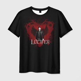 Мужская футболка 3D с принтом Lucifer heart в Екатеринбурге, 100% полиэфир | прямой крой, круглый вырез горловины, длина до линии бедер | 