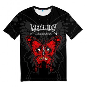 Мужская футболка 3D с принтом Metallica в Екатеринбурге, 100% полиэфир | прямой крой, круглый вырез горловины, длина до линии бедер | Тематика изображения на принте: american | butterfly | devil | fangs | james hetfield | kirk hammett | metal band | metallica | music | mystic | red | rock | skull | vampire | американская | бабочка | вампир | джеймс хетфилд | дьявол | кирк хэмметт | клыки | красная | ларс ульрих | мета