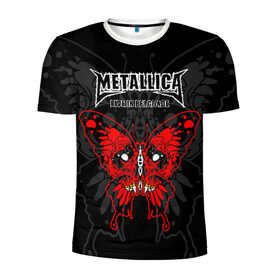 Мужская футболка 3D спортивная с принтом Metallica в Екатеринбурге, 100% полиэстер с улучшенными характеристиками | приталенный силуэт, круглая горловина, широкие плечи, сужается к линии бедра | american | butterfly | devil | fangs | james hetfield | kirk hammett | metal band | metallica | music | mystic | red | rock | skull | vampire | американская | бабочка | вампир | джеймс хетфилд | дьявол | кирк хэмметт | клыки | красная | ларс ульрих | мета