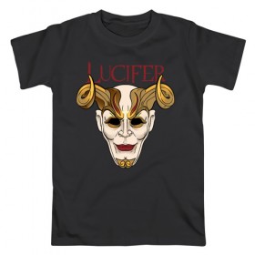 Мужская футболка хлопок с принтом Masquerade в Екатеринбурге, 100% хлопок | прямой крой, круглый вырез горловины, длина до линии бедер, слегка спущенное плечо. | lucifer | дьявол | маскарад | монстр | рогатый | хэллоуин