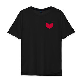 Мужская футболка хлопок Oversize с принтом Lucifer wings в Екатеринбурге, 100% хлопок | свободный крой, круглый ворот, “спинка” длиннее передней части | дьявольское сердечко | коварный | крылья | лайк | рога | сердце | чёртик