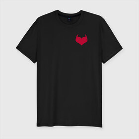 Мужская футболка премиум с принтом Lucifer wings в Екатеринбурге, 92% хлопок, 8% лайкра | приталенный силуэт, круглый вырез ворота, длина до линии бедра, короткий рукав | дьявольское сердечко | коварный | крылья | лайк | рога | сердце | чёртик