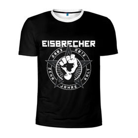 Мужская футболка 3D спортивная с принтом EISBRECHER в Екатеринбурге, 100% полиэстер с улучшенными характеристиками | приталенный силуэт, круглая горловина, широкие плечи, сужается к линии бедра | Тематика изображения на принте: eisbrecher | metal | rock | метал | рок