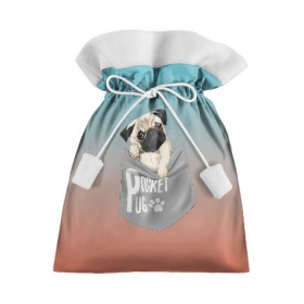 Подарочный 3D мешок с принтом Карманный мопс в Екатеринбурге, 100% полиэстер | Размер: 29*39 см | pug | карман | карманный мопс | малыш | милый | мопс | пес | песик | собака | собачка