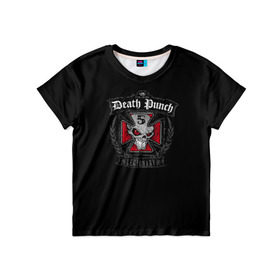 Детская футболка 3D с принтом Five Finger Death Punch в Екатеринбурге, 100% гипоаллергенный полиэфир | прямой крой, круглый вырез горловины, длина до линии бедер, чуть спущенное плечо, ткань немного тянется | Тематика изображения на принте: 5fdp | ffdp | five finger | five finger death | five finger death punch | metal | rock | метал | рок