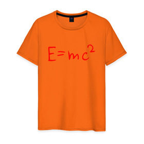 Мужская футболка хлопок с принтом E=mc2 в Екатеринбурге, 100% хлопок | прямой крой, круглый вырез горловины, длина до линии бедер, слегка спущенное плечо. | Тематика изображения на принте: emc 2 | emc2 | знаменитые формулы | физика | формулы | эйнштейн