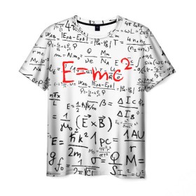 Мужская футболка 3D с принтом E=mc2 (редач) в Екатеринбурге, 100% полиэфир | прямой крой, круглый вырез горловины, длина до линии бедер | emc 2 | emc2 | знаменитые формулы | физика | формулы | эйнштейн