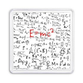 Магнит 55*55 с принтом E=mc2 (редач) в Екатеринбурге, Пластик | Размер: 65*65 мм; Размер печати: 55*55 мм | emc 2 | emc2 | знаменитые формулы | физика | формулы | эйнштейн