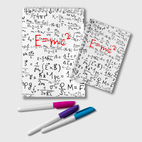 Блокнот с принтом E=mc2 (редач) в Екатеринбурге, 100% бумага | 48 листов, плотность листов — 60 г/м2, плотность картонной обложки — 250 г/м2. Листы скреплены удобной пружинной спиралью. Цвет линий — светло-серый
 | Тематика изображения на принте: emc 2 | emc2 | знаменитые формулы | физика | формулы | эйнштейн