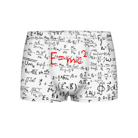 Мужские трусы 3D с принтом E=mc2 (редач) в Екатеринбурге, 50% хлопок, 50% полиэстер | классическая посадка, на поясе мягкая тканевая резинка | Тематика изображения на принте: emc 2 | emc2 | знаменитые формулы | физика | формулы | эйнштейн
