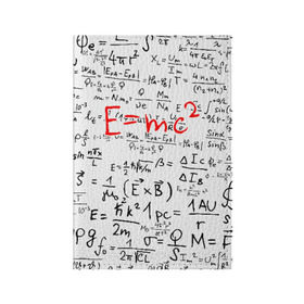 Обложка для паспорта матовая кожа с принтом E=mc2 (редач) в Екатеринбурге, натуральная матовая кожа | размер 19,3 х 13,7 см; прозрачные пластиковые крепления | emc 2 | emc2 | знаменитые формулы | физика | формулы | эйнштейн