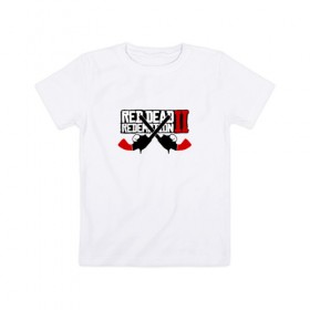 Детская футболка хлопок с принтом Red Dead Redemption 2 в Екатеринбурге, 100% хлопок | круглый вырез горловины, полуприлегающий силуэт, длина до линии бедер | red dead redemption | red dead redemption 2 | игра | оружие | револьверы