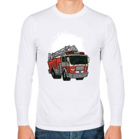 Мужской лонгслив хлопок с принтом Пожарная Машина в Екатеринбурге, 100% хлопок |  | Тематика изображения на принте: огонь | пожар | пожарная | пожарная охрана | пожарник | пожарный